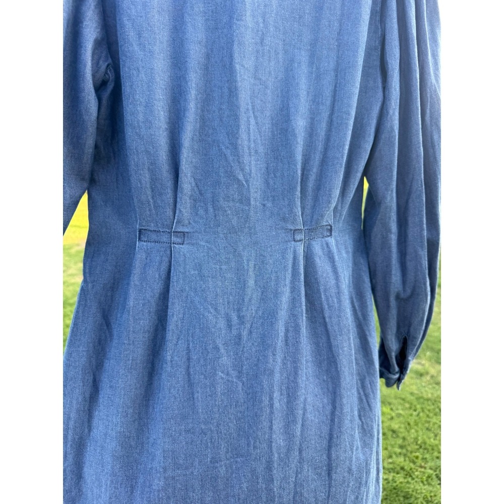 Madewell NZ187 Chambray Lyocell Button Front Puff Sleeve Mini Dress Size 2 - Picture 5 of 12